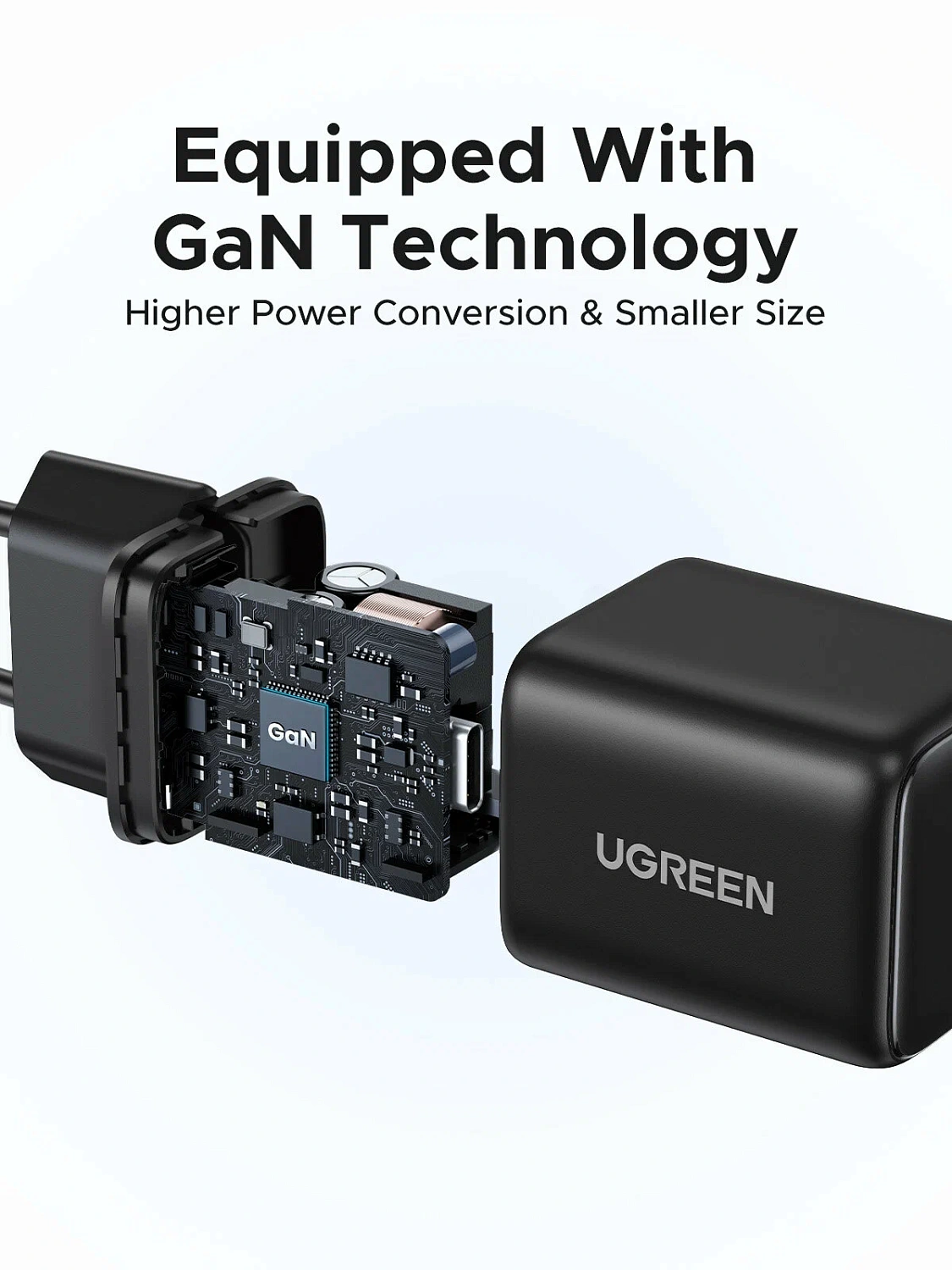 55553 Зарядное устройство UGREEN X512 Mini GaN 20W 1xUSB-C. Цвет: черный